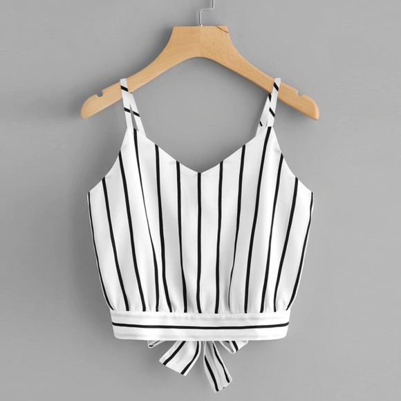MILK + TEA Tops - New Striped V Neck Crop Tank Top Blouse